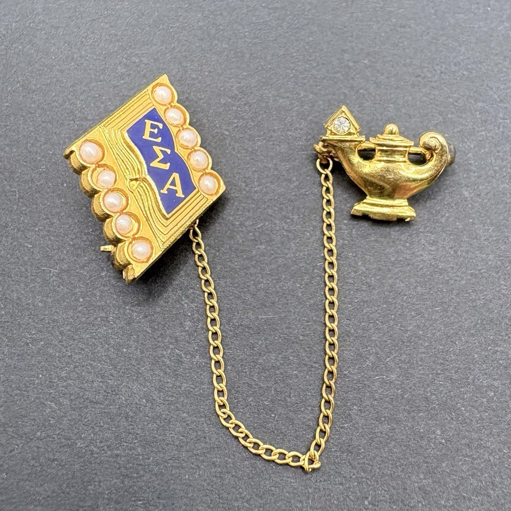 Vintage Epsilon Sigma Alpha Sorority Pin Badge Lamp of Knowledge